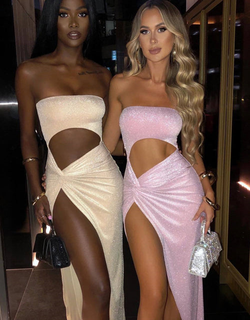 Load image into Gallery viewer, Mozision Sexy Strapless High Split Maxi Dress