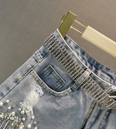 Tassel Beading Denim Short